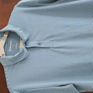 Bonobos Golf Blue Striped Polo Shirt, Slim Fit, Size Large